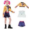 Children's K-Pop Demon Hunter Cosplay Costume with Accessories for Girls - Includes Jacket, Top, and Shorts - P… More
