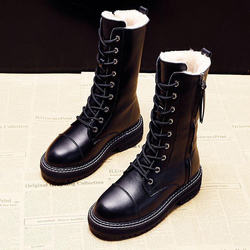 

Женские ботинки Новые модные водонепроницаемые и противоскользящие ботинки на средней подошве, хлопковая обувь с зимним плюшем и толстые зимние ботинки 37 чёрный