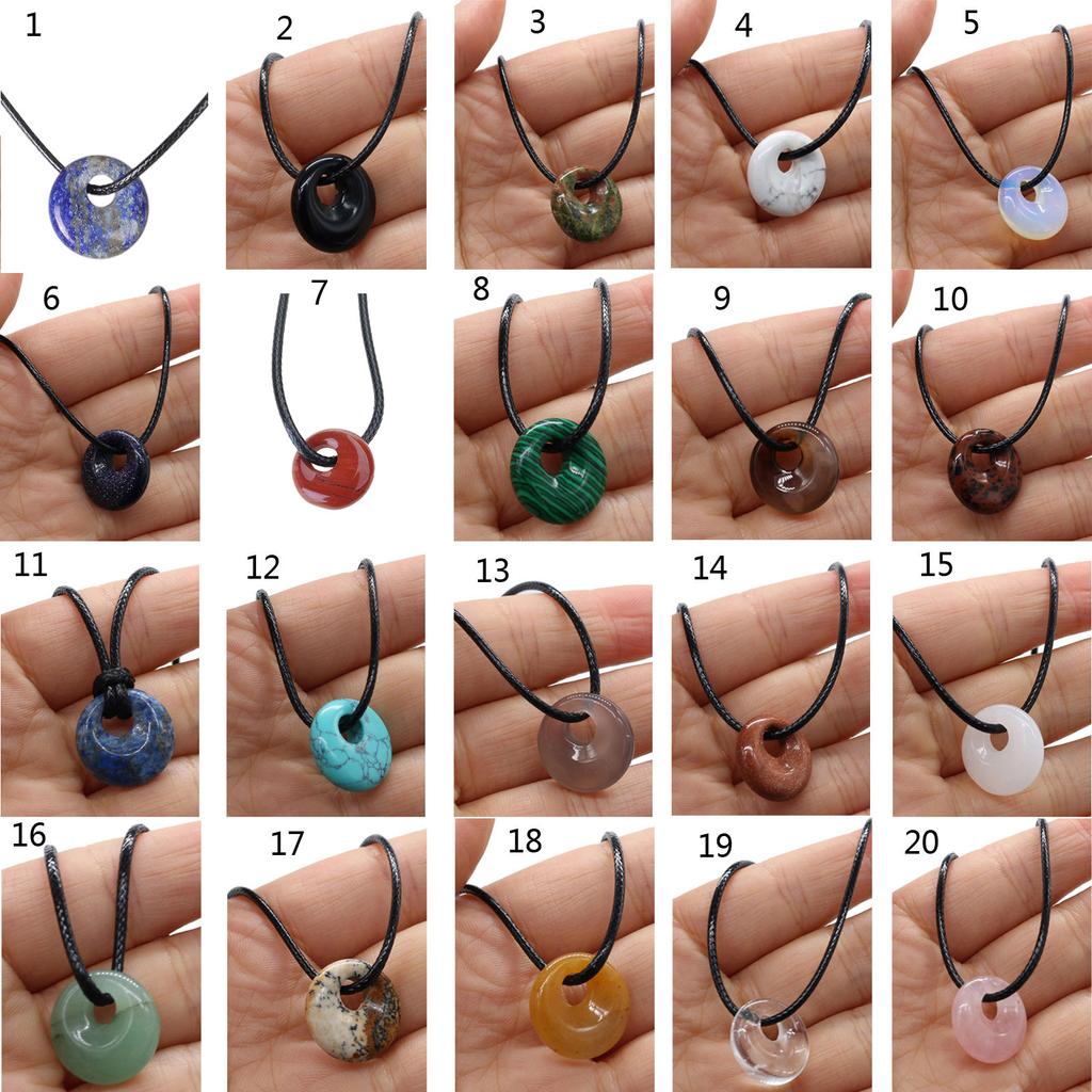 Natural Stone Pendant Necklace Round Shape Crystal Tiger Eye Agates For Women Men Jewelry Making Necklace Charm Gift