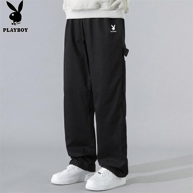 PLAYBOY Men's Casual Loose Straight-Leg Cargo Pants