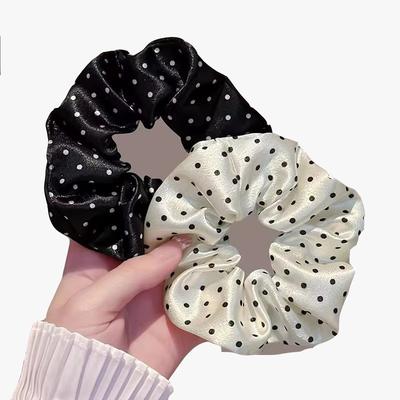 2 Stück Satin Imitatseide Punktmuster Durchmesser 12CM große Größe Haargummi Haarschlaufe Haarband