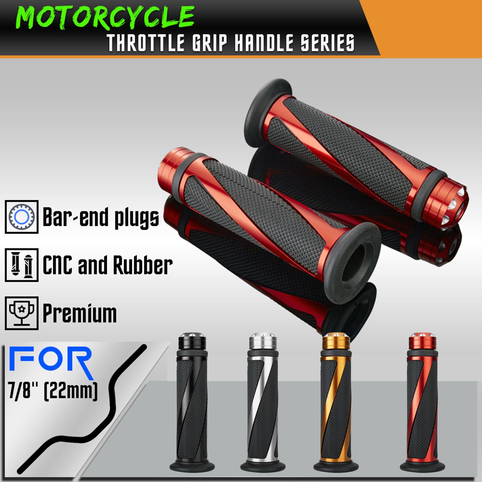 

Motorcycle Handlebar Grips Hand Grips Throttle Grips 22mm Aluminum Rubber Twill Design 4 Colors with Bar End Plugs for Sports Motorcycle Street Motorc