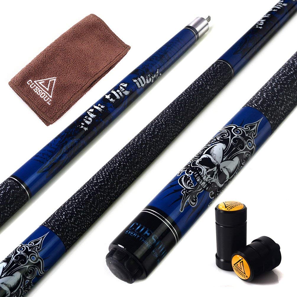 CUESOUL ROCKIN Series 57" 21oz Maple Cue Stick Set with Joint Protector, Towel, and Cue Carry Bag (G405)