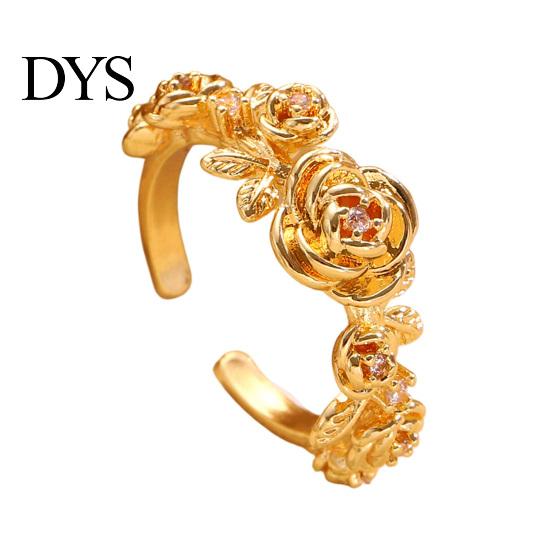 Daily Wear Adjustable Ring Rose Flower Stackable Band for Women Girls Layered Carving Wrap Open Jewelry Gift Birthday Valentine's Day