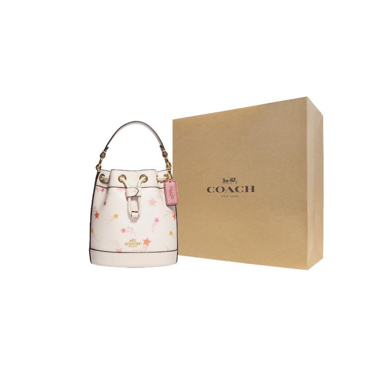 New COACH Dempsey Cow Leather Bucket Bag, Handbag, Shoulder Bag, Crossbody Bag Small Women's White CF165-IMCAH