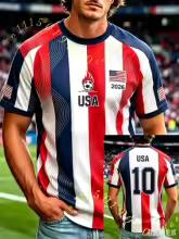 Maglia da Calcio Americana 2026 per Uomo Donna Bandiera USA Speciale Maglia da Calcio Giovanile Estiva Traspirante Competizione Allenamento T-shirt