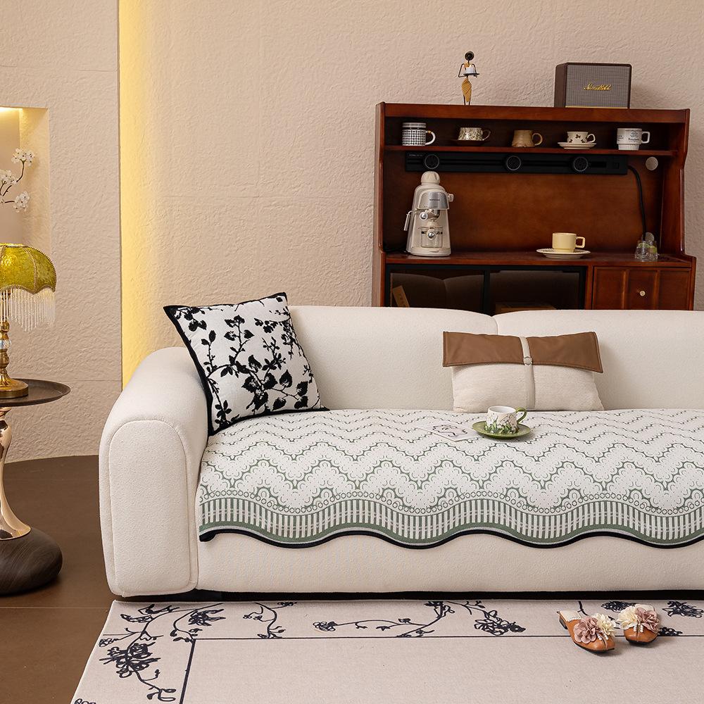 New Sofa Cushion Four Seasons Universal Chenille Fixed Non-Slip Seat Cushion Advanced Light Luxury Irregular Simple