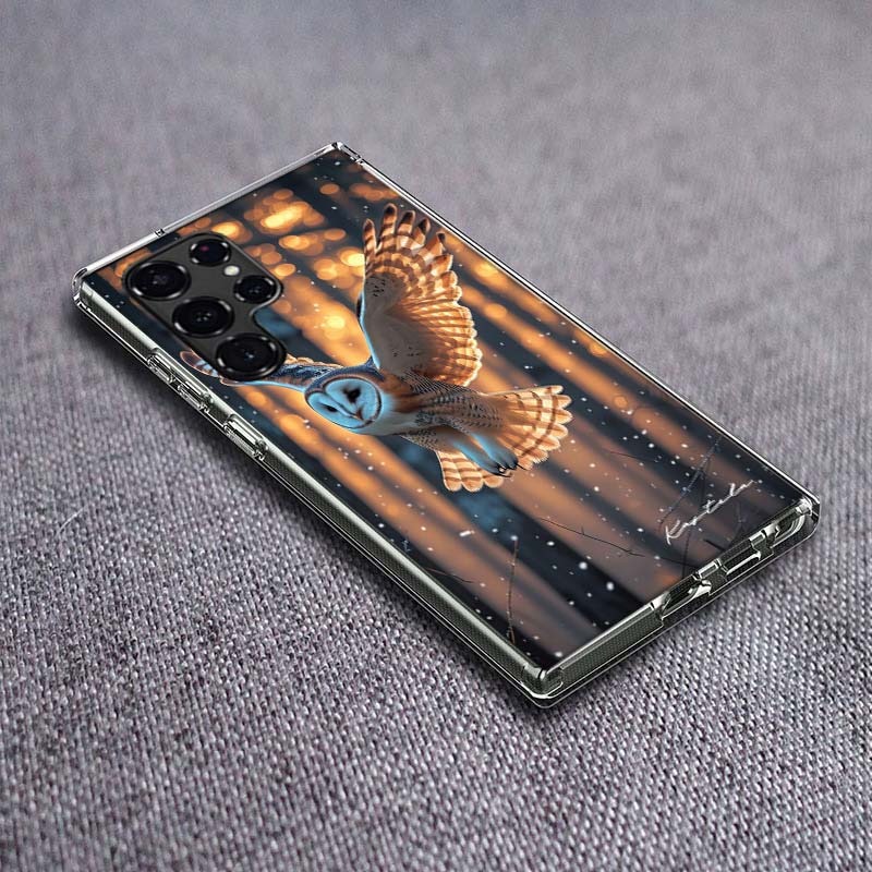 Owl in Winter Phone Case For Samsung Galaxy S24 S23 S21 S20 FE S22 S26 Ultra S25 Edge S10 Plus Cover Clear TPU Capa Shell Coque