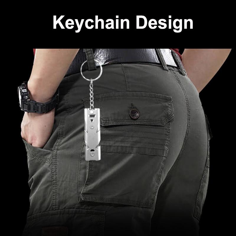 Double Pipe Whistle Pendant Keychain Whistle for Survival High Decibel Outdoor Camping Emergency Survival Tool Whistle Keyring