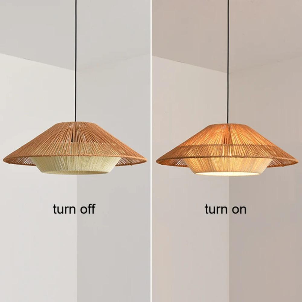 JOYINLED Boho Rattan Pendant Light 50CM Paper Rope LED Chandelier E27 Woven Hanging Lamp for Bedroom Kitchen Island Living Room