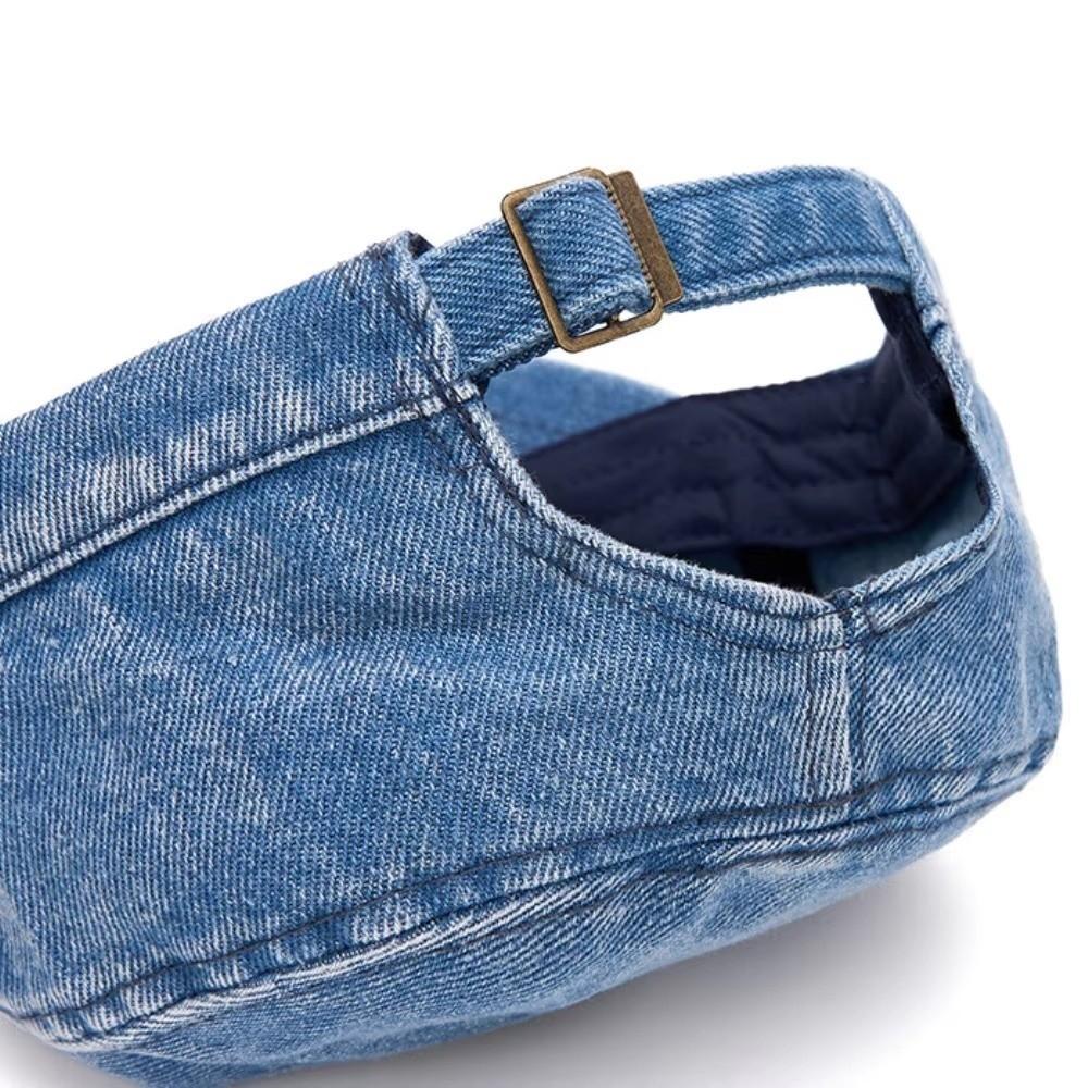Denim Fabric Flat Top Cap Adjustable Size Cadet Cap Classic Peaked Cap All Seasons