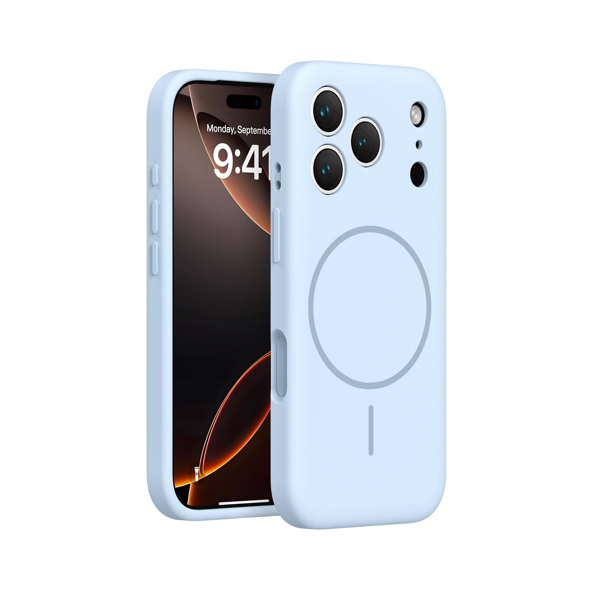 Liquid Silicone Case for IPhone 17, Frosted, Magnetic Charging, Full-coverage, Drop-proof Soft Case for Apple 16 apple 17promax