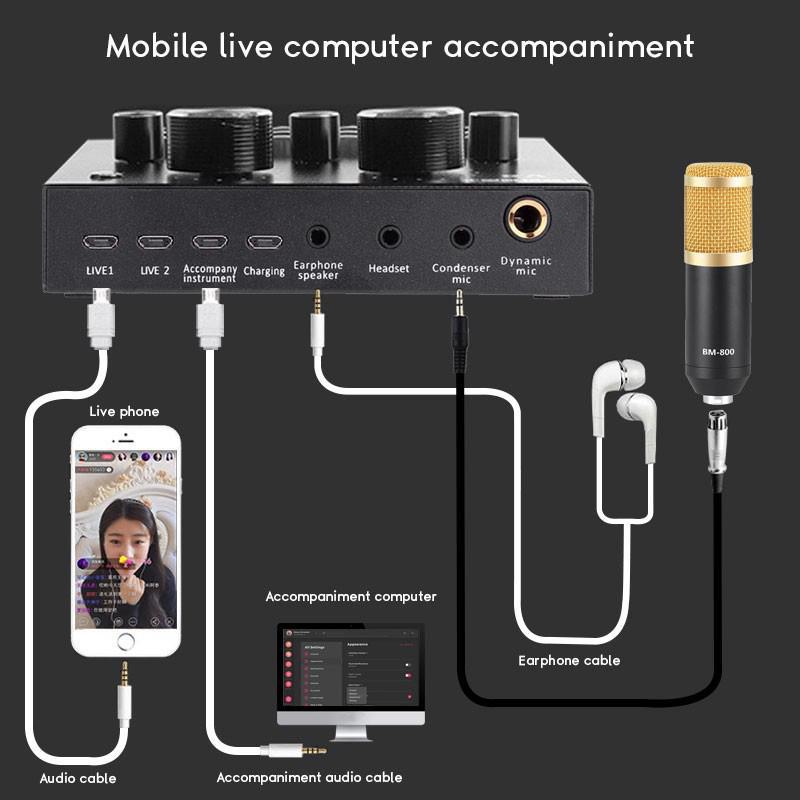 "BM800+V8S Condenser Mic & Sound Card Kit for Mobile, Recording & Live Broadcasts"
