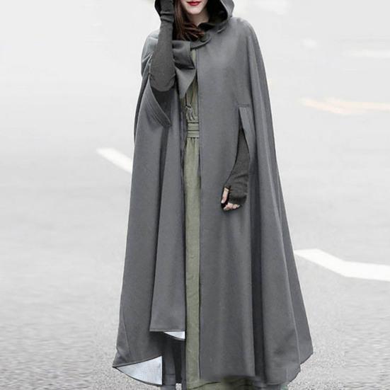 Winter Women Cloak Thickened Loose Warm Windproof Lengthened Medieval Style Single Button Closure