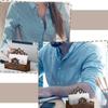 Hollowed Flower Wood Name Card Organiser Desk Business Card Storage Case For Corporate Meetings Office Desk Management
