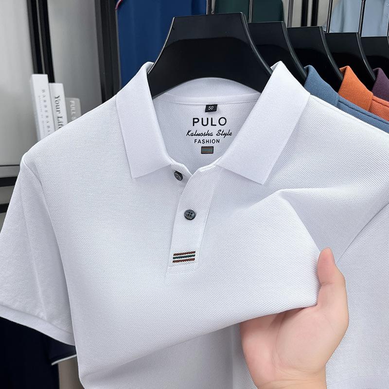 100% Cotton Men’S Short Sleeve Polo Shirt Luxury Trend Brand Simple Casual Comfortable Summer New Item Solid Color Lapel T-Shirt