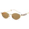 INS Rhinestone Sunglasses Y2k Anti-Blue Light Spectacles Convenient Oval Women Sunglasses  Selfie