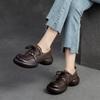 Johnature Genuine Leather Retro Handmade Thick Sole Versatile Pumps Casual Lace-up Women's Shoes