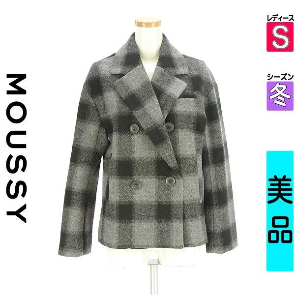 MOUSSY Coat Women s Winter Gray S Block Check Pattern Short Length P Coat [Used] [Secondhand Clothes] [Significantly Reduced Price]