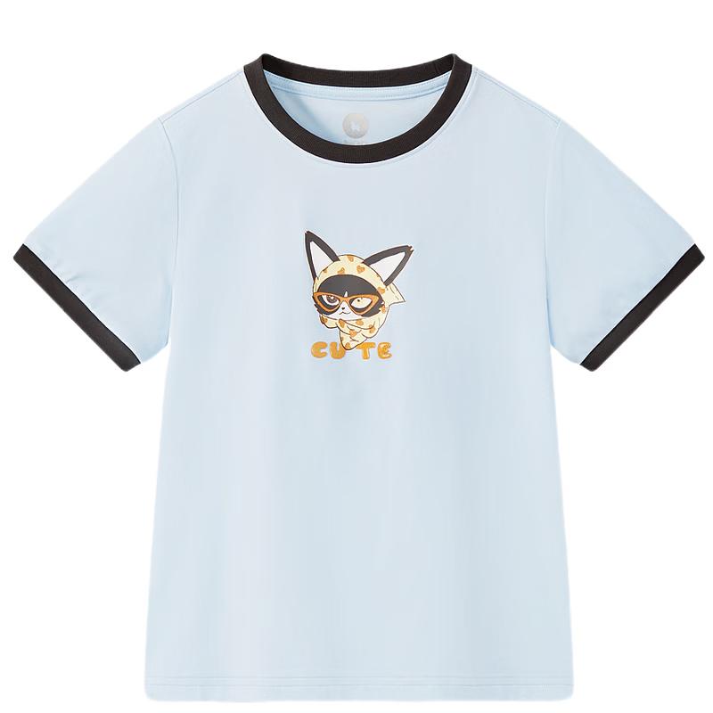 MQD Girls  School Style Cartoon Short Sleeve T-Shirt 130cm