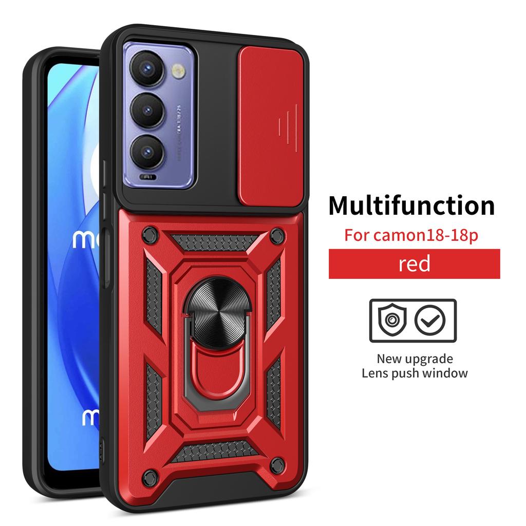 For Tecno Camon 18P Case Tecno Camon 18 Cover Camon 18 18P Magnetic Ring Holder Armor Phone Case Slide Camera Protect Back Cover
