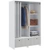 Wardrobe Closet Storage Cabinet With Hanging Rod Curtains 3 Removable Fabric Drawers 105 X 48 X 160 Cm White