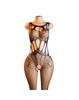Women'S Sexy Lingerie Mesh Sheer Jumpsuit Fishnet Lingerie Transparent Bodysuit Push Up Hollow Out Open Crotch Underwear