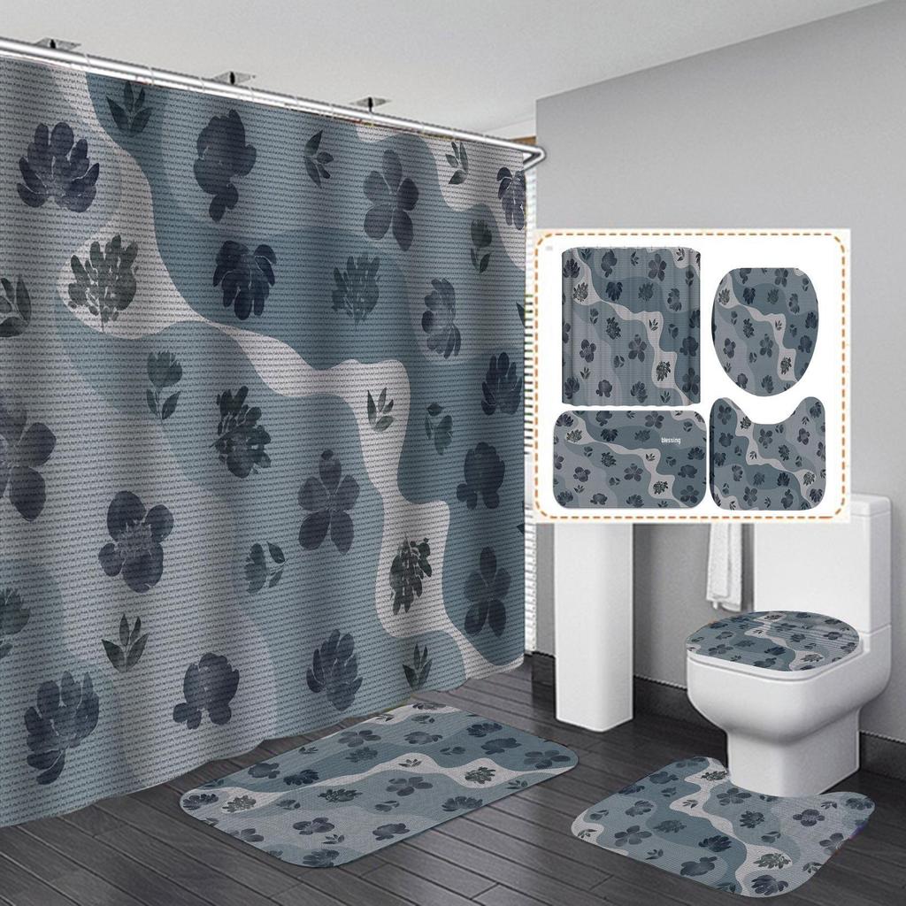 Xiyin Waterproof High Definition Shower Curtain Set - Four-Piece, No-Drill Partition for Bathroom or Hotel.