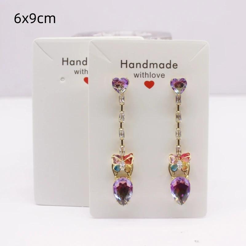 50pcs White/kraft Paper HANDMADE Series Multi Size Cards, Earrings, Necklaces, Jewelry Cards