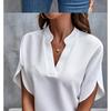 Damen 2025 Sommer Casual Einfarbig V-Ausschnitt Locker Bluse Tops für Damen