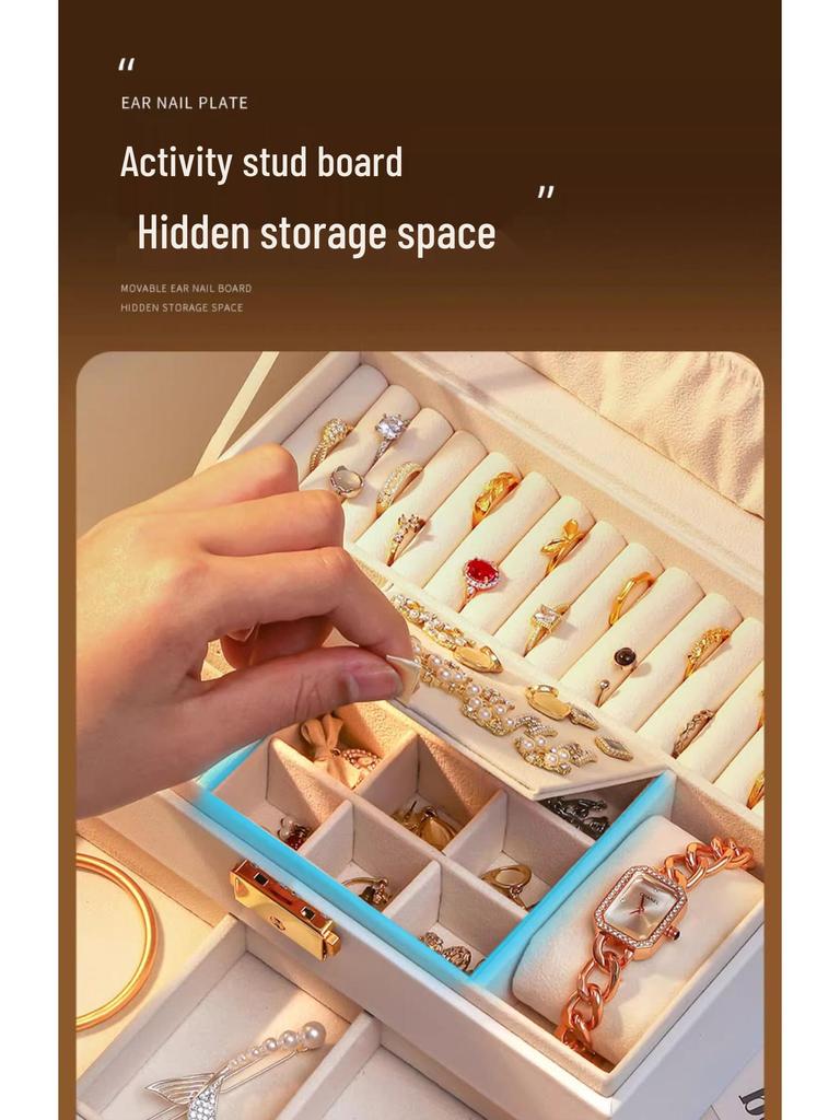 Elegant Jewelry Storage Box with Multi-Functional Drawers for Rings, Earrings, Necklaces, and Ornaments - Perfect for Home Display.