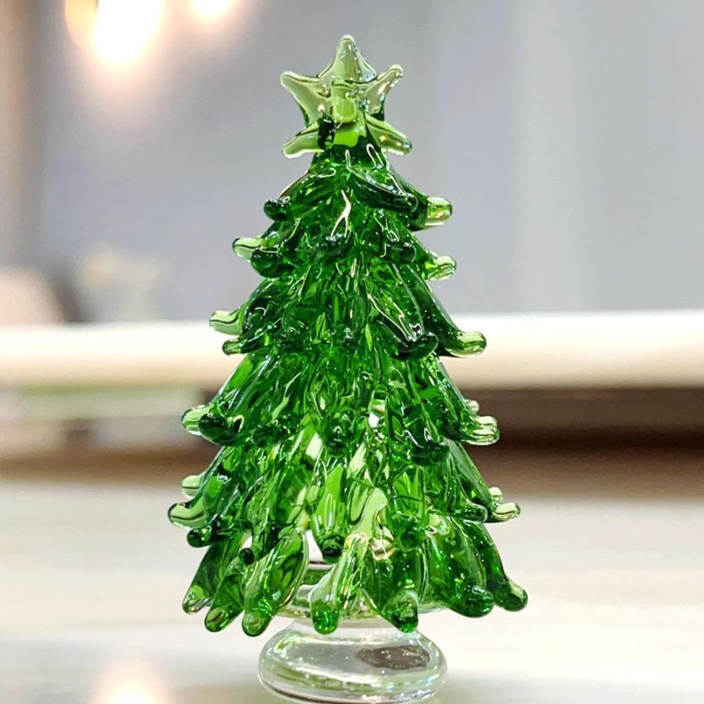1PC Creative Crystal Mini Christmas Tree Figurines Home Xmas Decoration Crafts Art Collection Table Ornaments Souvenir Gifts
