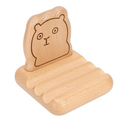 Wooden Phone Stand Cute Animal Capybara Pattern Design Decorative Desktop Cell Phone Tablet Holder
