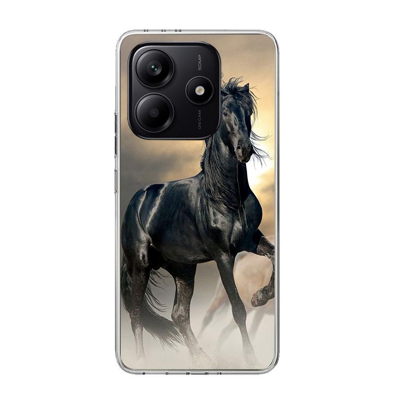 Animal Black Horse Case Phone Cover for Xiaomi Redmi Note 14 13 12S 12 11S 11 11T 11E 10S 10 Pro Plus 9 9S 5G + Trend Fundas