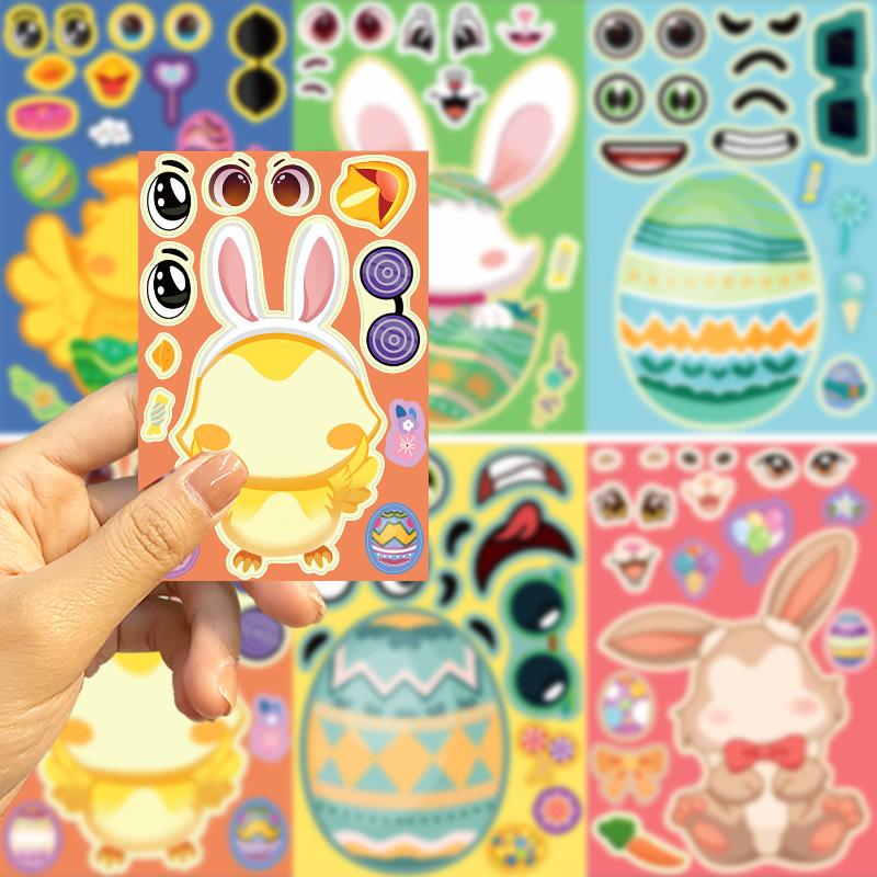 16Sheets Easter Stickersegg Decorating Bunny Stickers Easter Activities Party Favors Games Easter Crafts Gifts Bags