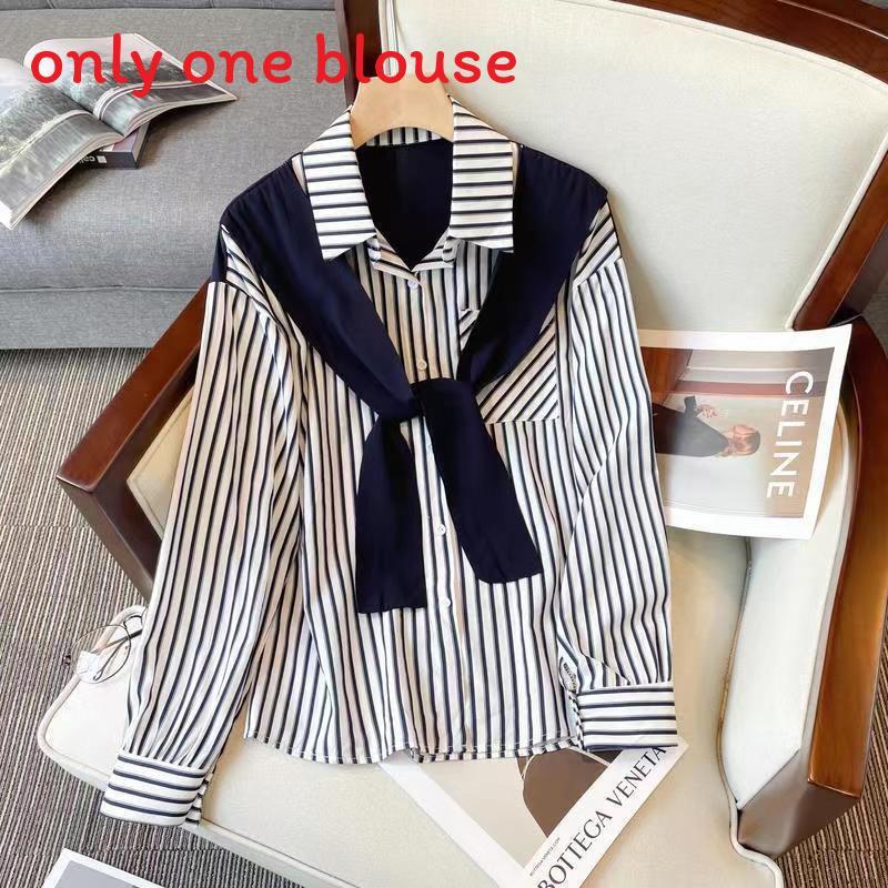 Chemise à manches longues pour femme avec rayures 3D et col polo pour un look décontracté de printemps