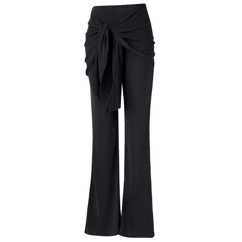 Dual-Layer Tie-Up Flare Yoga Pants - Slimming Pilates Leggings