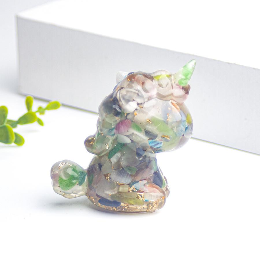 

Natural Crystal Unicorn Figurine Home Decor Gift With Handmade Resin Embellishments For Living Room Style A