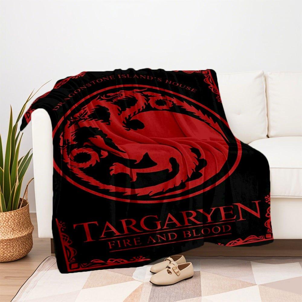Targaryen Fire and Blood: The Story of Game of ThronesBlanket Flannel Throw Blanket for Sofa, Bed, Travel, Camping, Office, Couch, Chair, An