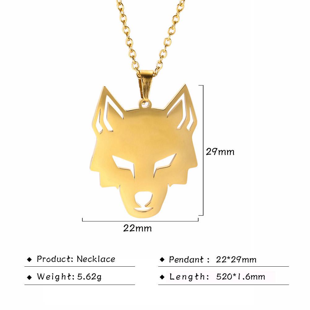 Teamer Cool Animal Wolf Head Pendant Necklace for Women Men Stainless Steel Wolf Pendant Vintage Punk Party Jewelry Animal Gifts
