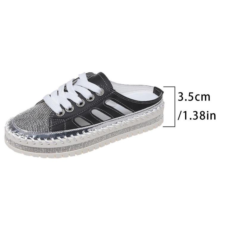 

Cross-border Baotou Rhinestone Fashion Slippers Women s New Color Matching Thick Low Large Size Pure Handmade 43 чорний