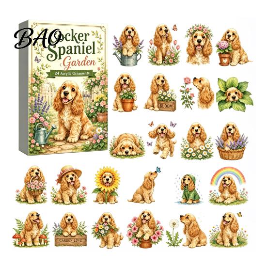 Cute Dog Theme Decor Advent Calendars 2026, 24 Days Christmas Countdown Calendar with 2D Acrylic Hanging Ornaments Ornament, Collectible Animal