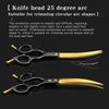Professional 6.5 Inch Pet Grooming Curved Scissors 25 Degree Upward Thinning Shears for Dogs Cats