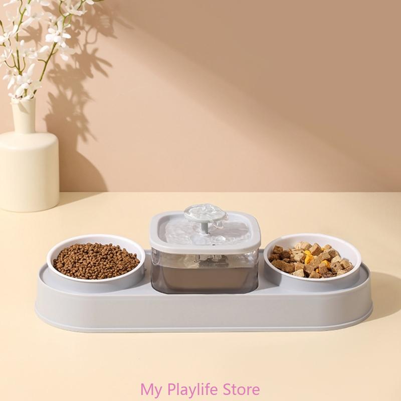 

3 in 1 Double Bowl Automatic Feeding Bowl Dog Water Dispenser Feeder Bowl Pet Electric Dog Water Fountain Dog Feeding Supplies