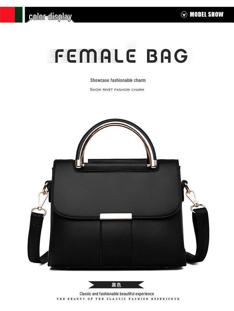 Borsa a tracolla da donna versatile in vera pelle - Borsa alla moda monocolore, semplice, di grande capacità, trendy