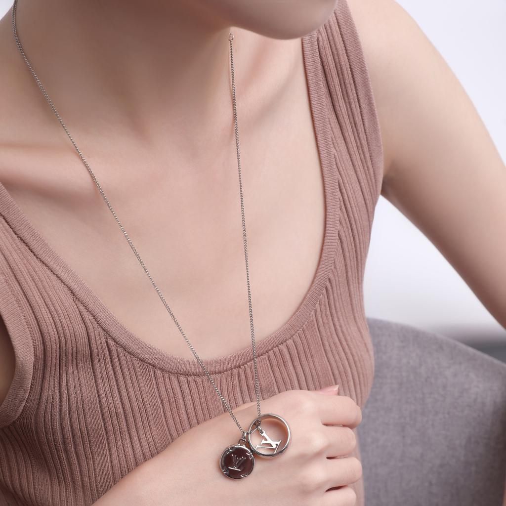 Louis Vuitton Charms Pattern Engraved Necklace Unisex necklace Silver M62485