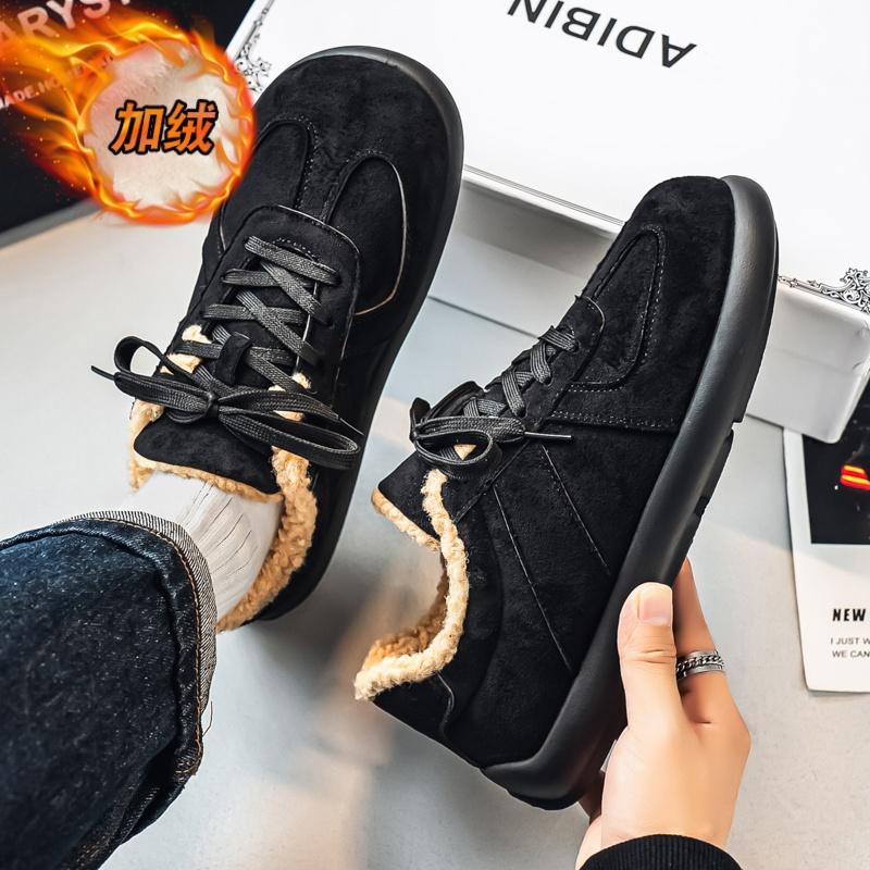 Men's Cotton Padded Flats Winter Snow Boots Warm Fur Fleece Lined Ankle Boots Anti-Slip Outdoor Platform Casual Board Shoes 2026