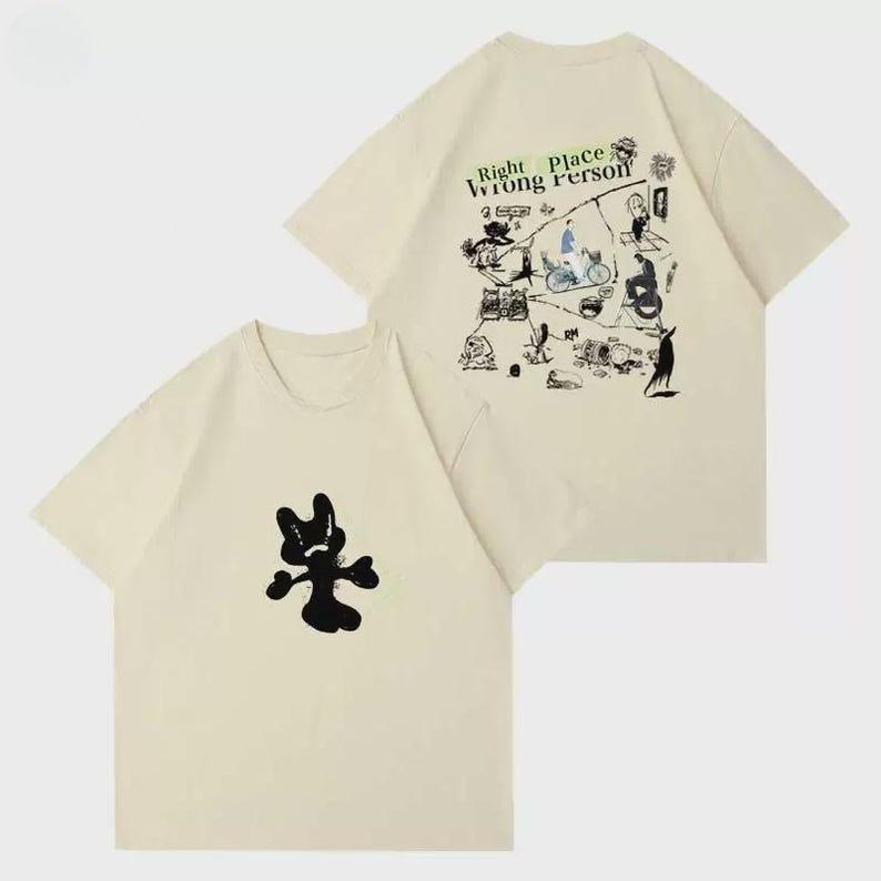 2026 Sommer Mode T-Shirt RM Solo Merch T-Shirt Kim Namjoon _Right Place, Wrong Person_ Thematisches Bedrucktes Kurzarm-T-Shirt M