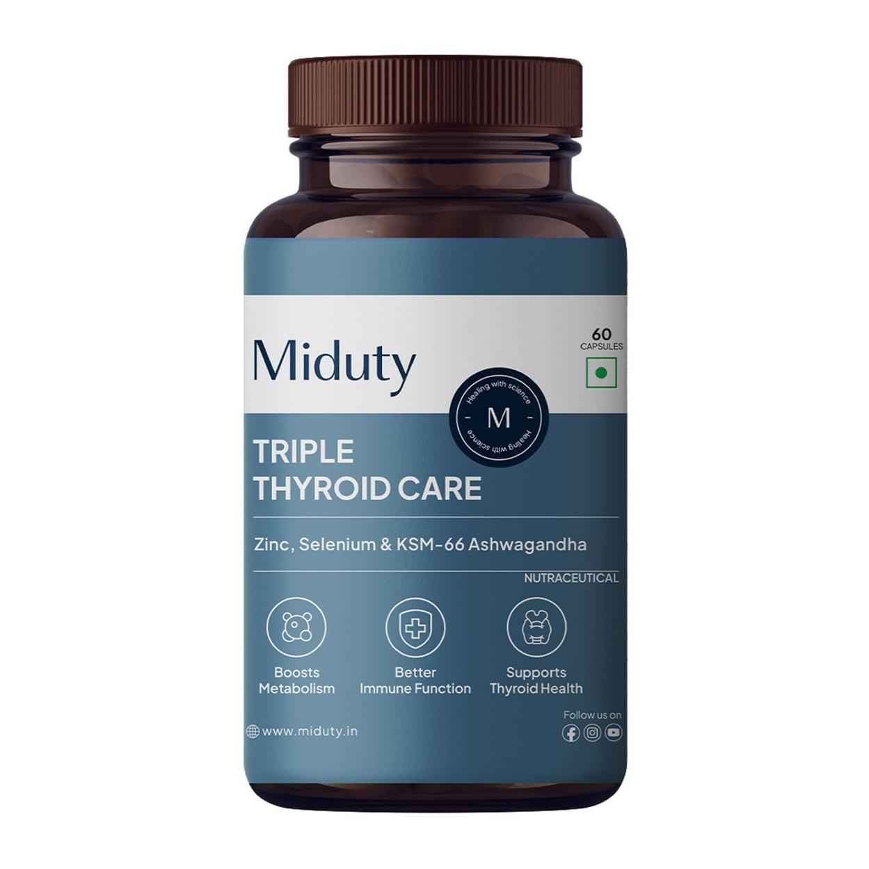 

Добавка для щитовидної залози (60 кап), Triple Thyroid Care, Miduty