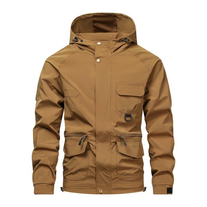 

Мужская уличная куртка-тренч с несколькими карманами, куртка-ветровка с капюшоном, мужской рабочий тренч с несколькими карманами XXXXXL